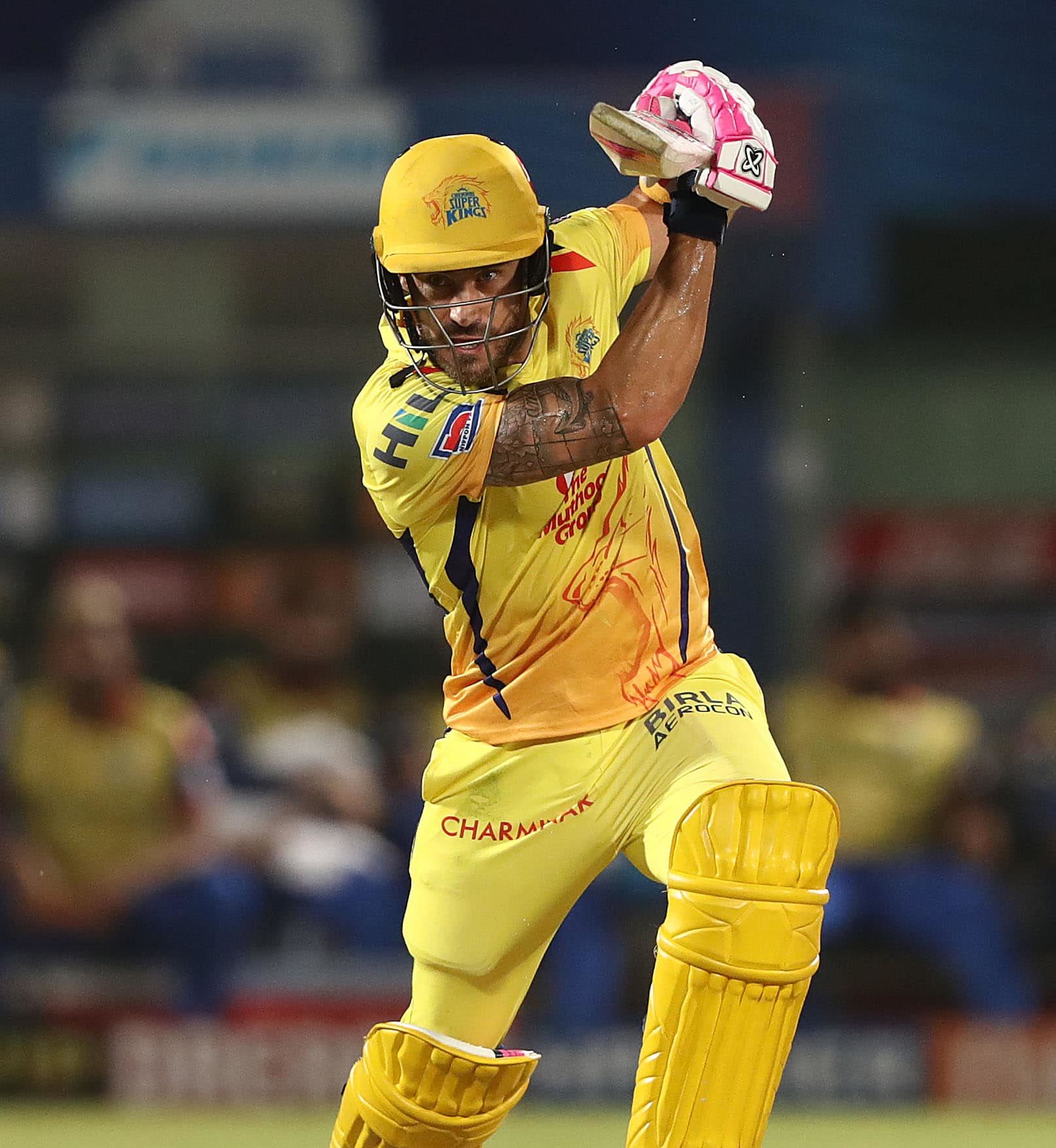 VISAKHAPATNAM, INDIA - MAY 10: Faf Du Plessis of the Chennai Super Kings bats during the Indian Premier League IPL Qualifier Final match between the Delhi Capitals and the Chennai Super Kings at ACA-VDCA Stadium on May 10, 2019 in Visakhapatnam, India. (Photo by Robert Cianflone/Getty Images)