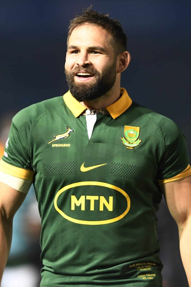 PRETORIA, SOUTH AFRICA - JULY 08: Cobus Reinach of South Africa celebrates during the Rugby Championship match between South Africa and Australia at Loftus Versfeld Stadium on July 08, 2023 in Pretoria, South Africa. (Photo by Lefty Shivambu/Gallo Images)